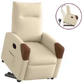 vidaXL Fauteuil relax avec releveur Crème Tissu
