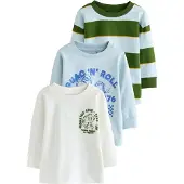 Next T-Shirt bleu pastel / vert foncé / orange / blanc