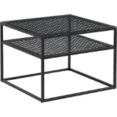 Wohnling Table basse verre métal noir 60x60x45 cm Table de salon carrée moderne avec étagère Table d'appoint Table de salon en verre petite