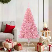 vidaXL Sapin de Noël artificiel pré-éclairé Rose 150 cm PVC
