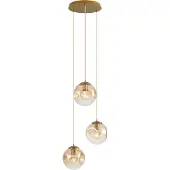 QAZQA Suspension Art Déco Laiton et Verre Ambré 3 Lampes - Douglass
