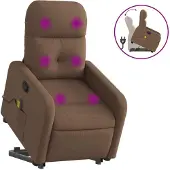 vidaXL Fauteuil de massage avec releveur Marron Tissu