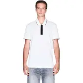Armani Exchange pour homme. XM001285AF10366U0009 Polo idéal (S), Blanc, Casuel, Coton, Manche courte