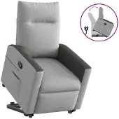 vidaXL Fauteuil relax avec releveur Gris nuage Tissu