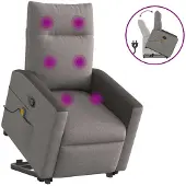 vidaXL Fauteuil de massage avec releveur Taupe Tissu