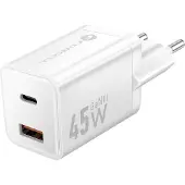 Forcell F-ENERGY Mini GaN III VT-36 chargeur de voyage avec 1 x Type C + 1x USB A, PD QC4.0 45W blanc