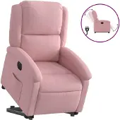 vidaXL Fauteuil relax releveur électrique rose velours
