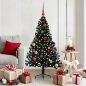 vidaXL Sapin de Noël artificiel pré-éclairé Noir 150 cm PVC