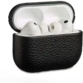 Accezz Étui Echt Leren pour les Apple AirPods Pro 3 - Noir