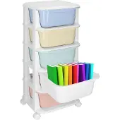 Springos Meuble De Rangement Pour Enfants À Roulettes 5 Tiroirs