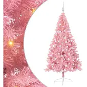 vidaXL Arbre de Noël artificiel pré-éclairé rose 180 cm PVC