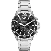 Emporio Armani Montre à affichage analogique noir / argent