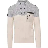 KOROSHI Pull-over gris chiné / blanc cassé
