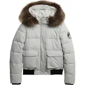 Superdry pour femme. W5012135A Veste bomber Everest pour femme, grise (M), Casuel, Polyester