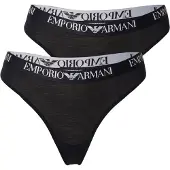 Emporio Armani pour femme. EW000402_AF13033 Lot de 2 strings Coton essentiel noir (XS), Homewear