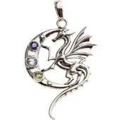 BERK Pendentif "Dragon en croissant de lune, (Argent 925)