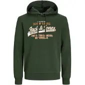 Jack & Jones Sweat-shirt vert foncé / orange / blanc