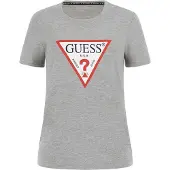 GUESS T-shirt gris chiné / rouge vif / noir / blanc