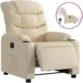 vidaXL Fauteuil relax électrique Crème Tissu