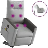 vidaXL Fauteuil de massage avec releveur Électrique Gris nuage Tissu