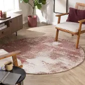 Studio Clarice Tapis rond abstrait – Candice Rose | Ø 120cm | Rond | Pile courte