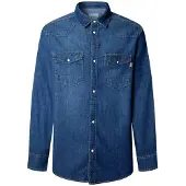 Pepe Jeans pour homme. PM30908085A0 Chemise Regular Chemise bleu (S), Casuel, Coton, Manche longue