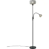 QAZQA Lampadaire intelligent noir avec verre fumé 2 lumières avec WiFi - Brianna