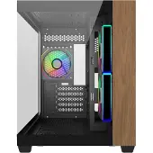 Cooler Master Boîtier PC gaming Elite 481 Wood Moyen tour Noir avec panneau latéral en verre trempé