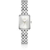 HUGO Montre rectangulaire en acier inoxydable à cadran blanc argenté