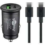 Goobay 72165 Kit de charge rapide double USB pour voiture USB-C (27 W), noir, 1 m - Adaptateur de charge pour voiture avec 1x USB-C et 1x USB-A, câble USB-C, 1 m, noir