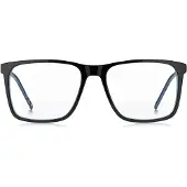 HUGO BOSS Monture optique en acétate noir avec logo en gomme contrasté