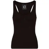 Armani Exchange pour femme. XW000829AF13729UC001 Top Icône noire (M), Casuel, Viscose, Sans manches / bretelles