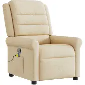 vidaXL Fauteuil de massage Crème Tissu