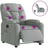vidaXL Fauteuil de massage électrique Tissu gris clair