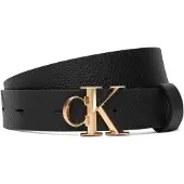 Calvin Klein Ceinture 'Pebble Grain Monogram Buckle' noir