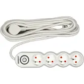 TRIZERATOP Multiprise de 5 m avec interrupteur, 4 prises