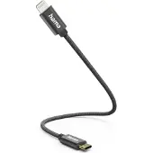 Hama Câble de charge USB-C - Lightning, 0,2 m, nylon, noir