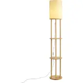 QAZQA Lampadaire moderne en bois avec abat-jour beige - Stojon
