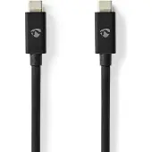 Nedis Câble USB - USB 4.0 Gen 3x2 - USB-C mâle - USB-C mâle - 240 W - 8K@60Hz - 40 Gbps - Nickelé - 1,00 m - Rond - PVC - Noir - Etiquette