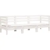 Syfax Canapé de jardin 3 places blanc bois de pin massif