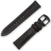 JT BERLIN Universal Watchband 20mm Charlie (20 mm, Acier inoxydable, Cuir véritable), Sangles de montre, Multicolore, Noir