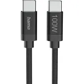 Hama Câble de charge "Fabric" USB-C - USB-C, 100 W, 3 m, nylon, noir