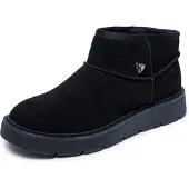 SKECHERS Slip-Ins Keep Street - Cozy Mini Enkellaarsjes Plat - Zwart - Maat 36