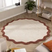 FRAAI Tapis Rond Lavable – Hazy Marron/Crème | Ø 80cm | Rond | Pile courte