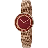 Pierre Cardin Montre femme cadran moderne montre à quartz analogique avec bracelet en acier inoxydable 3ATM 33 mm CMA.0003 or rose/rouge