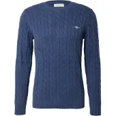 Gant pour homme. 8050601 Pull à col rond en tricot torsadé marine (XXL), Casuel, Coton