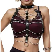 Adalet Hilda - harnais chaîne - cuir vegan noir