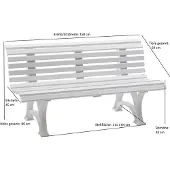 Blome Banc de jardin Helgoland 3 places, plastique facile d'entretien, avec 13 profilés multichambres, 2 pieds & dossier, blanc