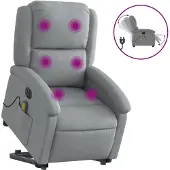 vidaXL Fauteuil de massage électrique avec releveur Tissu gris clair