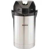 Bunn Pot d'air de 2,5 litres à effet de levier - Serviettes thermiques, Carafe isotherme, Argent